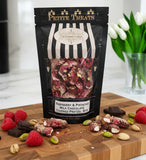 Petite Treats - Milk Chocolate Covered Pretzels with Raspberry Pistachio