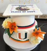 Dual Graduation Cake with Fresh Flowers