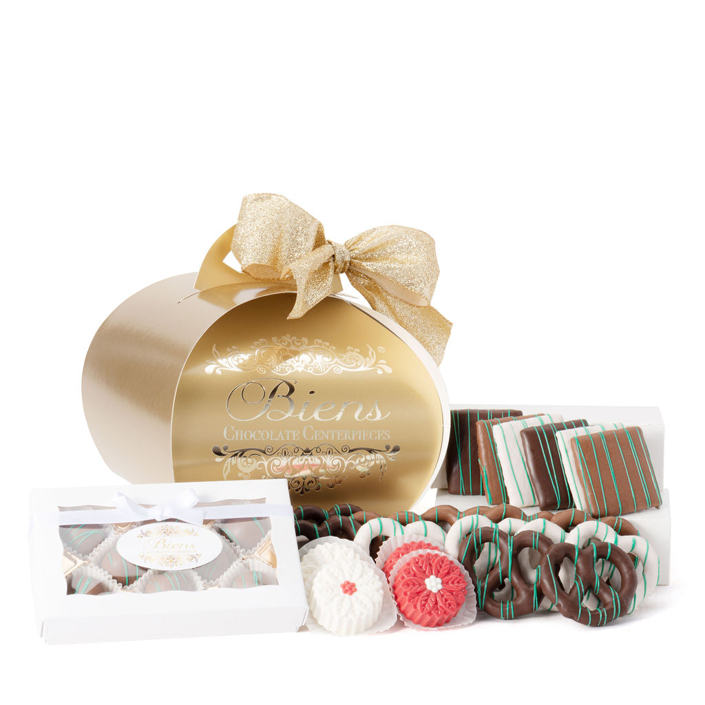 Happy Holidays Large Tulip Box - Gold