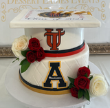 Dual Graduation Cake with Fresh Flowers