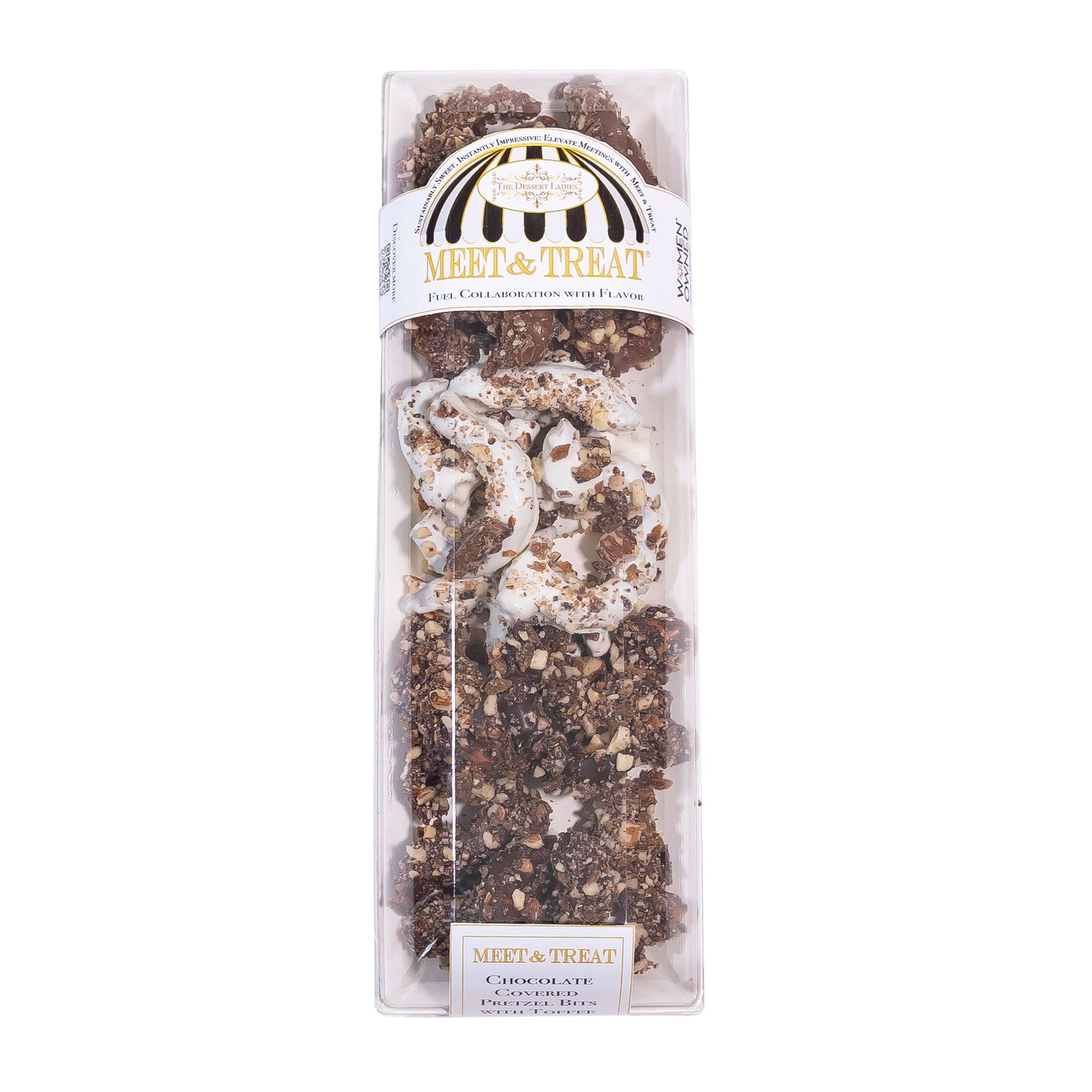sm chocolate covered pretzel bits with toffee sealed with lid